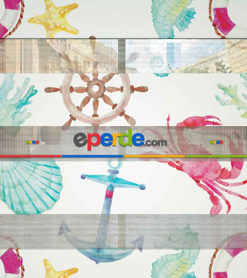 Çocuk Odası Zebra Perde - Çapa Baskılı Zebra Perde- Gri-Füme-Antrasit-Beyaz-Pembe