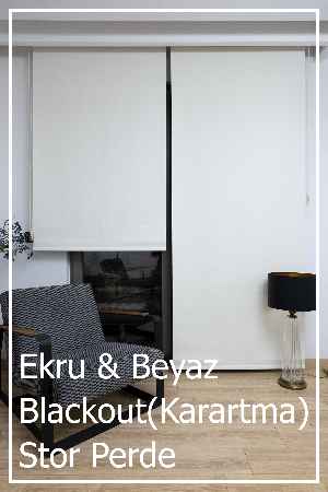Beyaz Ve Ekru Karartma Blackout Stor Perde- Beyaz-ekru