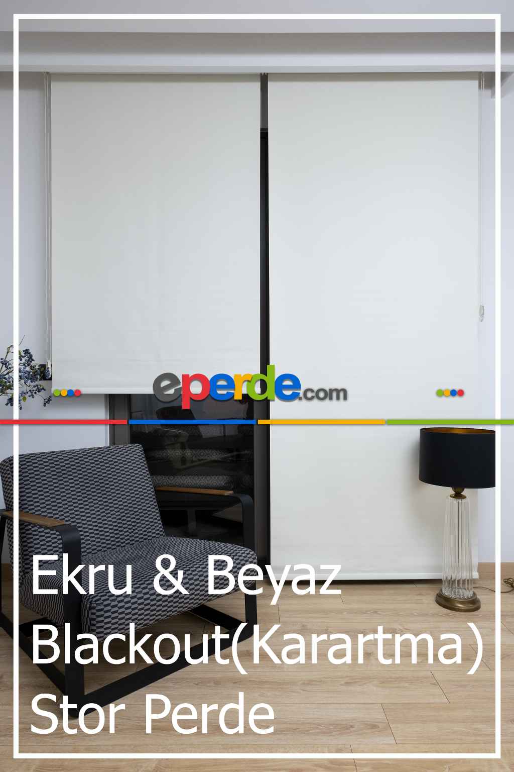 Beyaz Ve Ekru Karartma Blackout Stor Perde- Beyaz-ekru