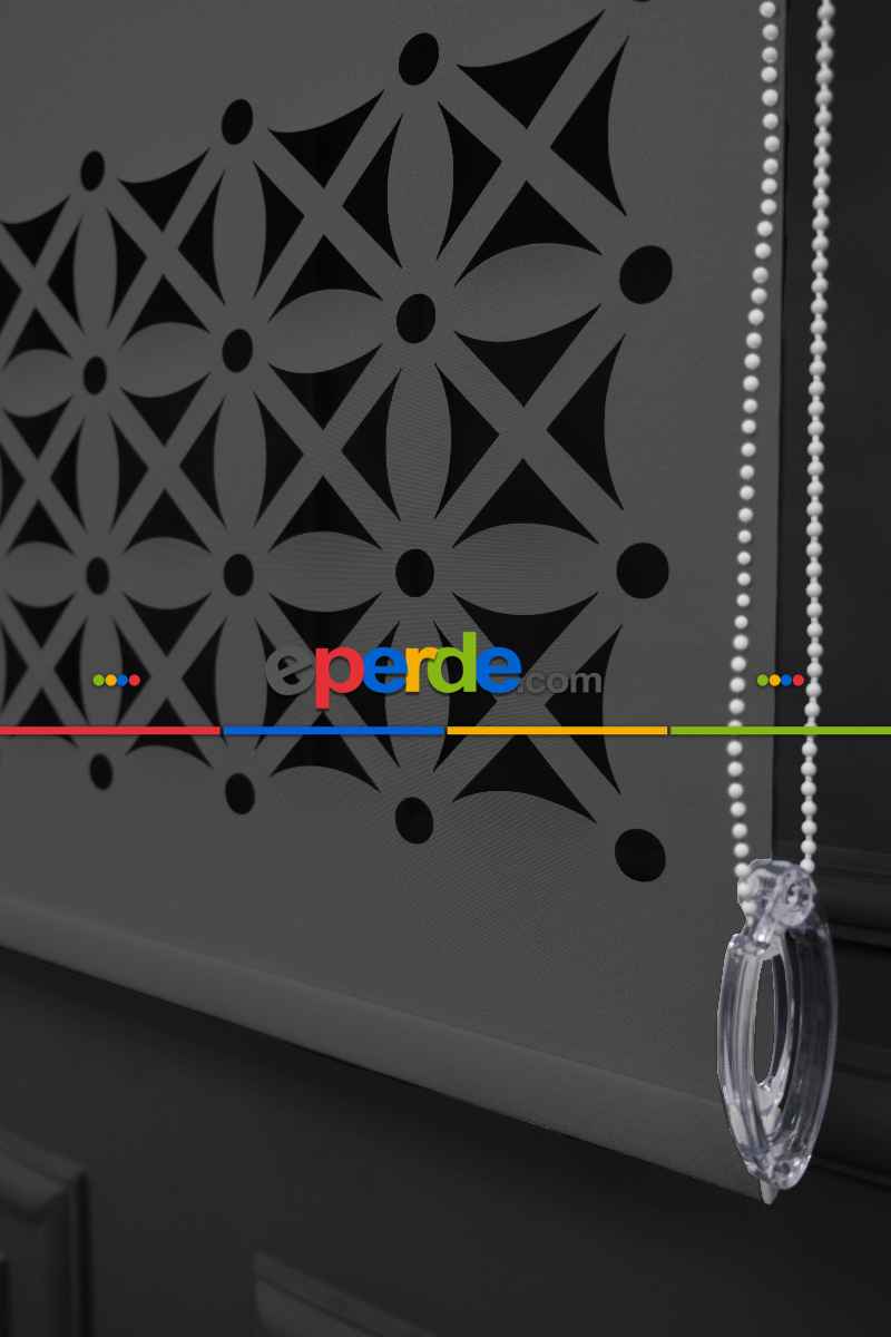 Gri Renk Lazer Kesim Stor Perde (ister Düz - İster Lazer Kesimli Satın Alın)