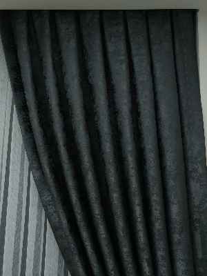 Salon Fon Perde - Antrasit Füme Renk Jakar Desenli Fon Perde- Antrasit