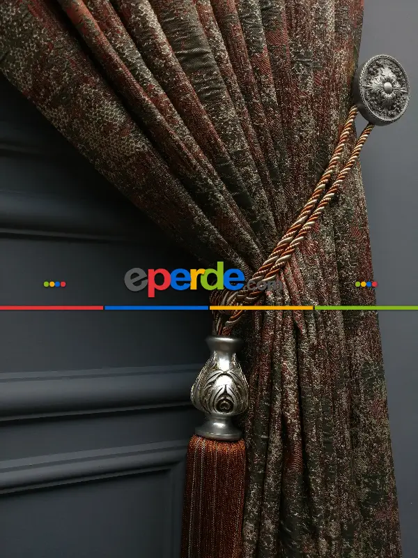 Modern Desenli Jakarlı Fon Perde Yeni Seri 401- Gri-füme-antrasit-füme-haki-kiremit Rengi