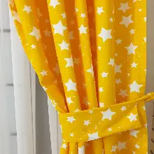 Yıldız Desenli Fon Perde Evm685-5 Kumaşı Kalındır Duck Bezi Değildir- Sarı-Beyaz