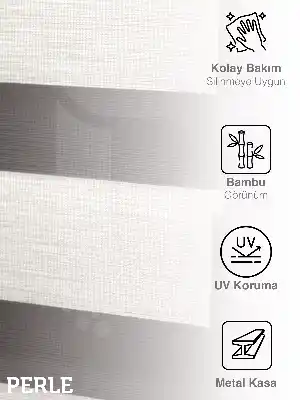 Perle Krem Renk Bambu Stor Zebra Perde Yüksek Kalite Alüminyum Kasa Soft Bamboo