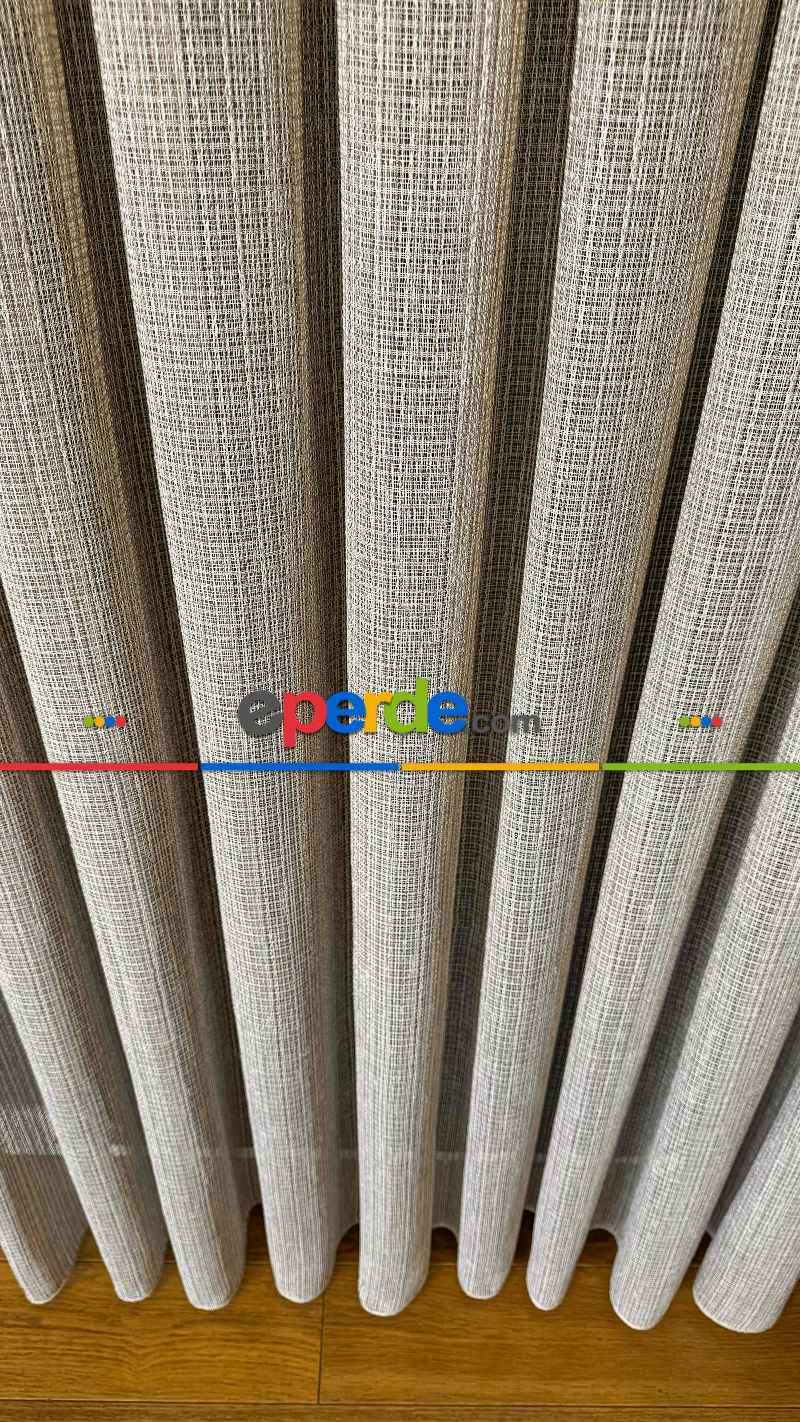 Oturma Odası - Açık Kahve Özel Dokuma, Özel İplik Keten Düz Tül Perde - Ağır Gramajlı Premium