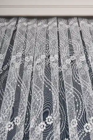Es Brode Nakış İşlemeli Tül Perde - Çiçek Papatya Desenli