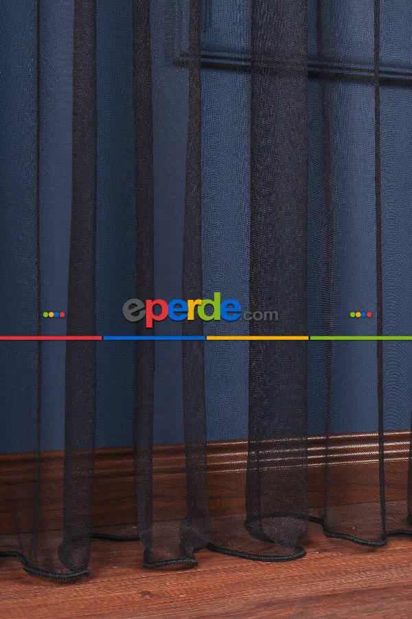 Dökümlü Siyah - Petek Zemin Grek Tül Perde
