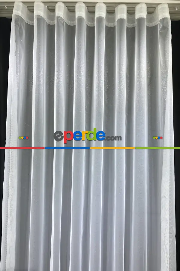 Salon Tül Perde - Es Pile Pırıltılı Düz Sade Tül Perde