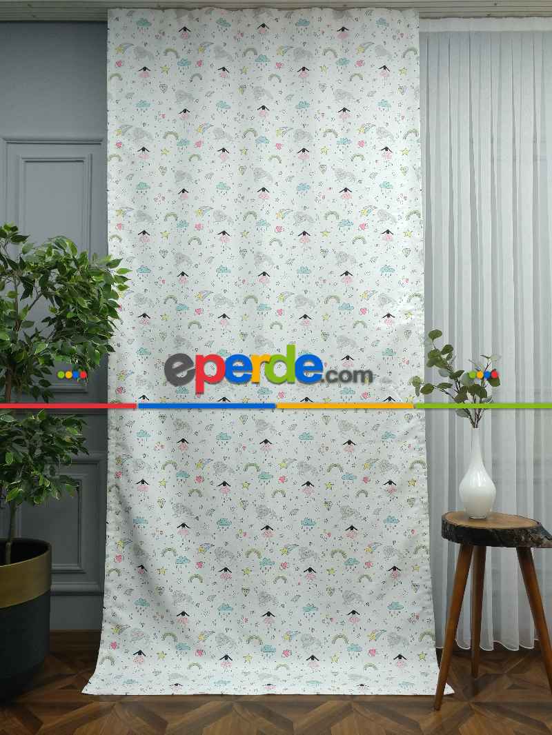 Bebek Odası Fon Perde - Desenli Fon Perde Evm563 Kumaşı Kalındır Duck Bezi Değildir- Siyah
