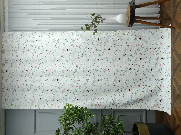 Bebek Odası Fon Perde - Desenli Fon Perde Evm563 Kumaşı Kalındır Duck Bezi Değildir- Siyah