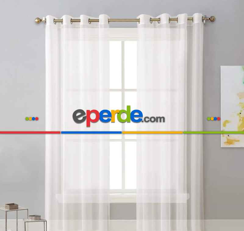 Krem Renk Rustik Kuşgözü Tül Perde Decoring Perde