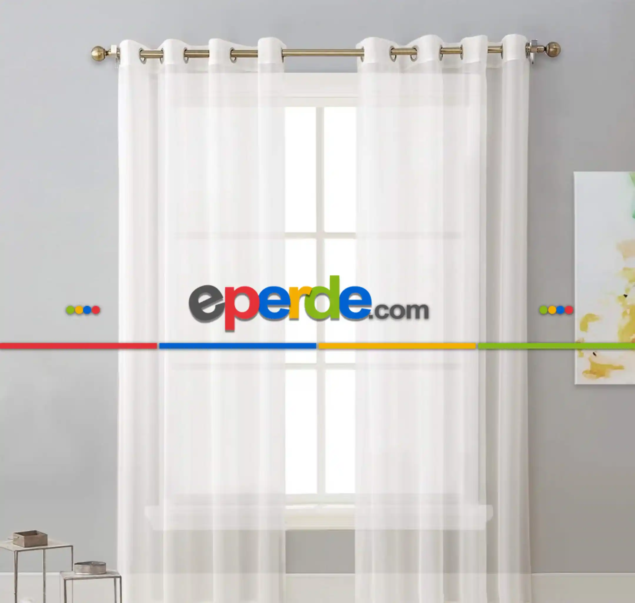 Krem Renk Rustik Kuşgözü Tül Perde Decoring Perde