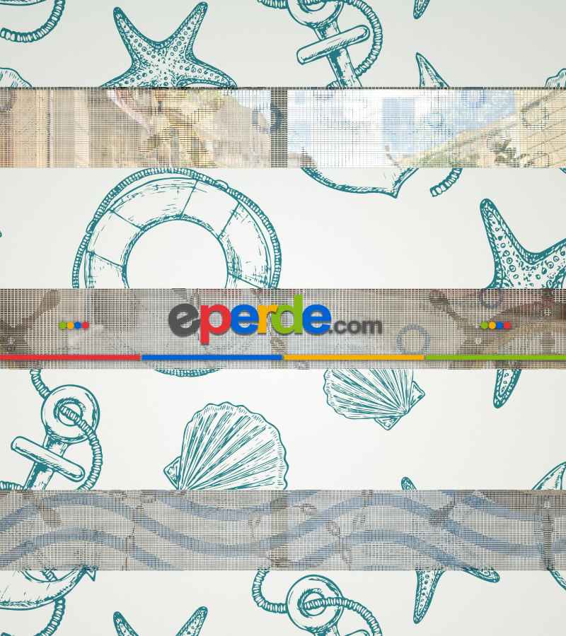 Çocuk Odası Zebra Perde - Gemivi Baskılı Zebra Perde- Beyaz-Turkuaz-Su Yeşili