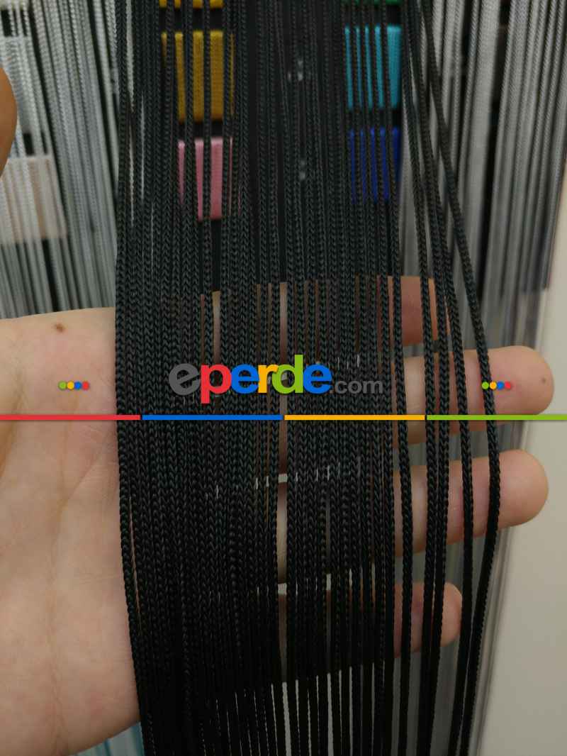 Kalın Zincir Serisi İp Perde (beyaz, Krem, Gri, Kırmızı, Bordo, Siyah, Mavi, Pembe, Sarı)- Siyah