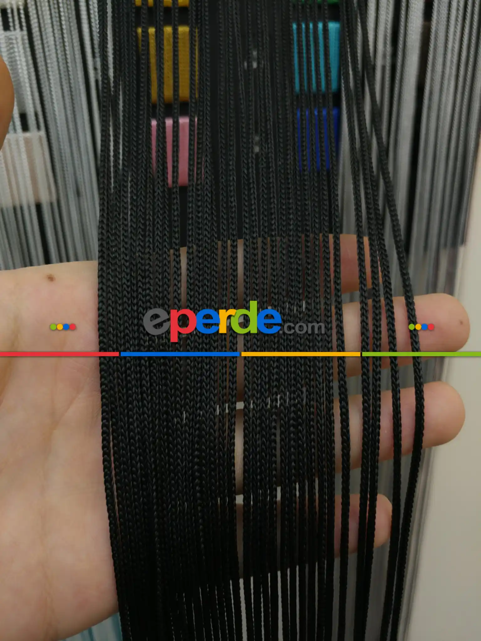 Kalın Zincir Serisi İp Perde (beyaz, Krem, Gri, Kırmızı, Bordo, Siyah, Mavi, Pembe, Sarı)- Siyah