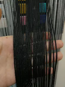 Kalın Zincir Serisi İp Perde (beyaz, Krem, Gri, Kırmızı, Bordo, Siyah, Mavi, Pembe, Sarı)- Siyah