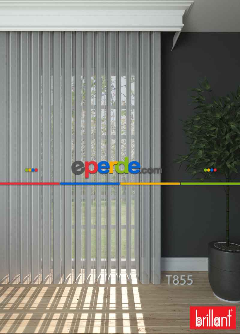 Brillant Akıllı Tül Perde Kremsi Gri Renkli Tül Dikey Zebra Perde Düz 1. Kalite