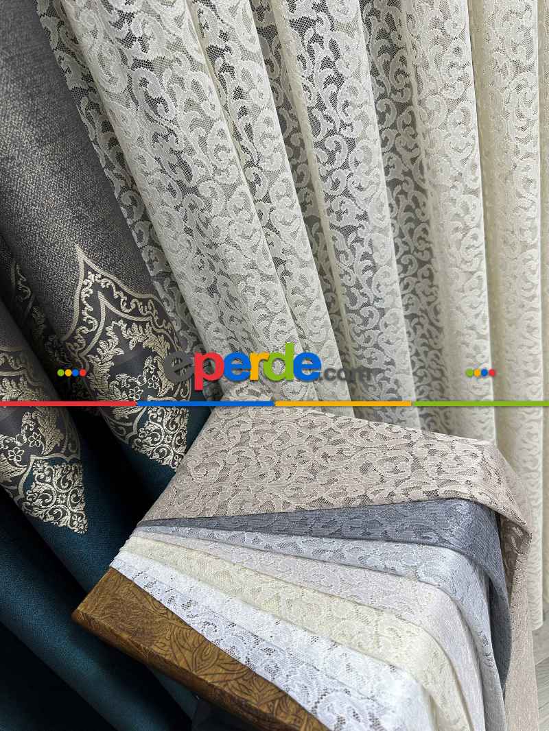 Mutfak Kaşmir Örme, Tül Perde Tek Kanat - Bej