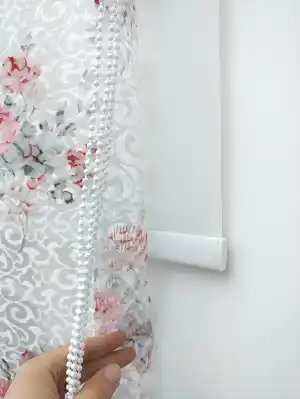 Dijital Baskı Örme Tül Stor-myra Desenli Çiftli Sistem Stor Perde- Kırmızı-beyaz