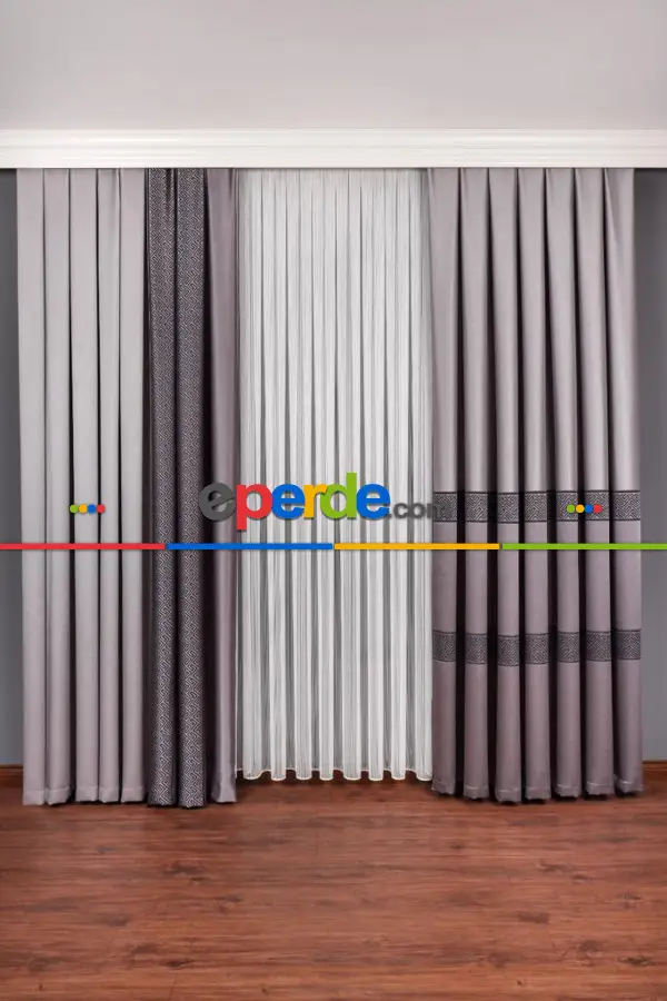 Gri Düz Bordürlü Fon Perde, Adet Fiyatıdır, İstediğiniz Boy Ölçüsünde Dikilir, Eni 50 ila 100cm Arası Seçenekler, Sık Piledir. 50cm X 1cm 