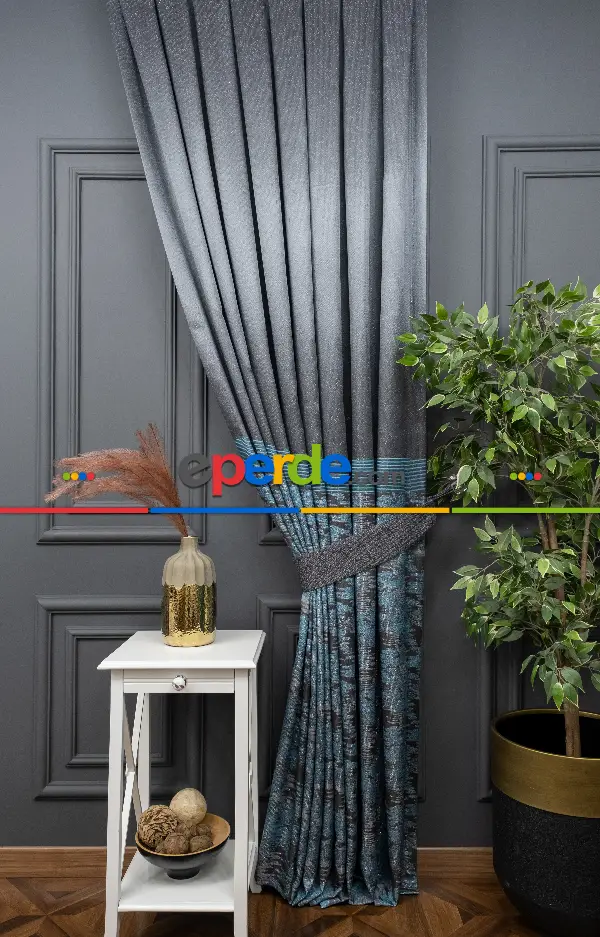 Yatak Odası - Antrasit Petrol Yeşil Jakar Etek Pano Dökümlü Gramajlı Uygun Fiat Fon Perde (180)- Petrol Yeşil