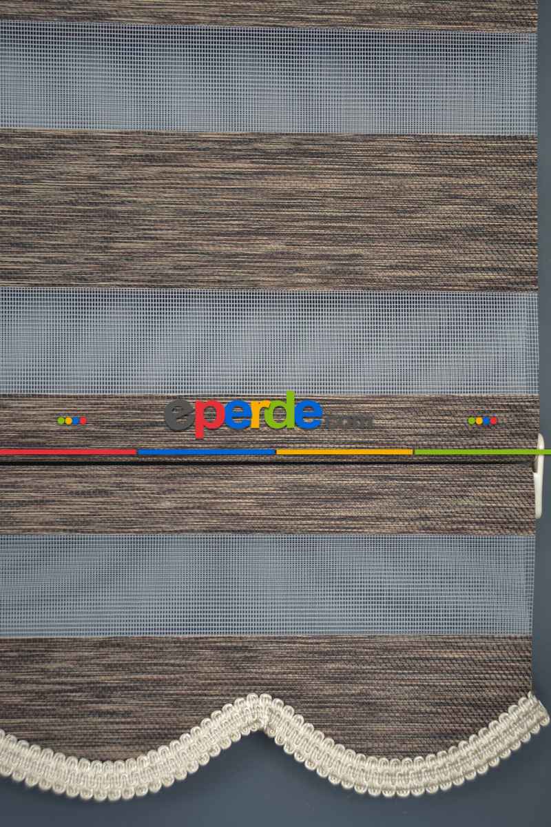 Halim Perdesan Bz-256 Koyu Kahve Renk Etekli Veya Eteksiz Zebra Stor Perde