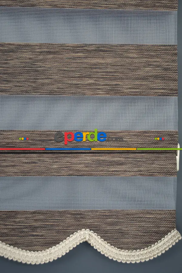 Halim Perdesan Bz-256 Koyu Kahve Renk Etekli Veya Eteksiz Zebra Stor Perde