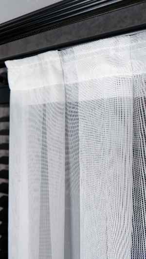 Taç Ekru Etek Çiçek İşlemeli Tül Perde, Ütü İstemeyen Kırışmaz