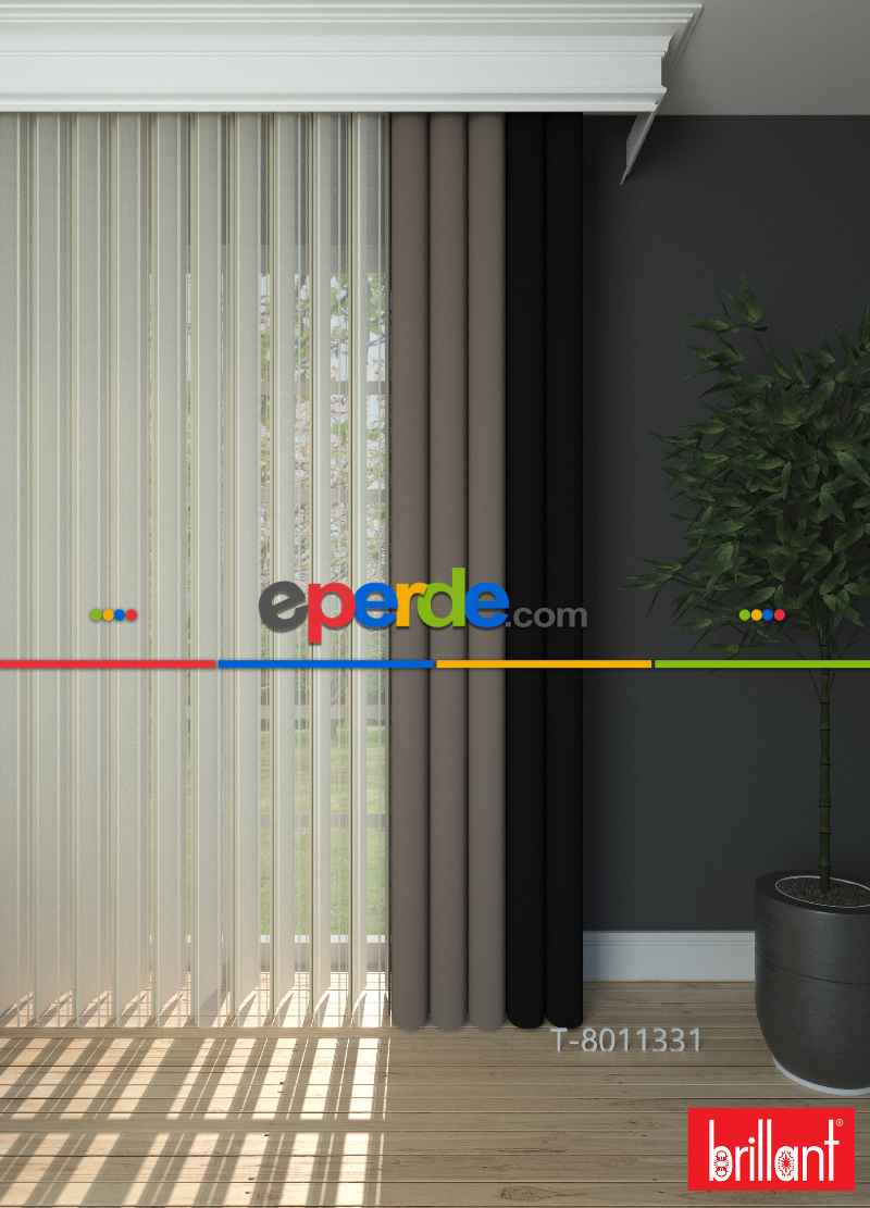 Brillant Akıllı Tül Siyah-bronz Kahve Perde Tül Dikey Zebra Perde Düz 1. Kalite