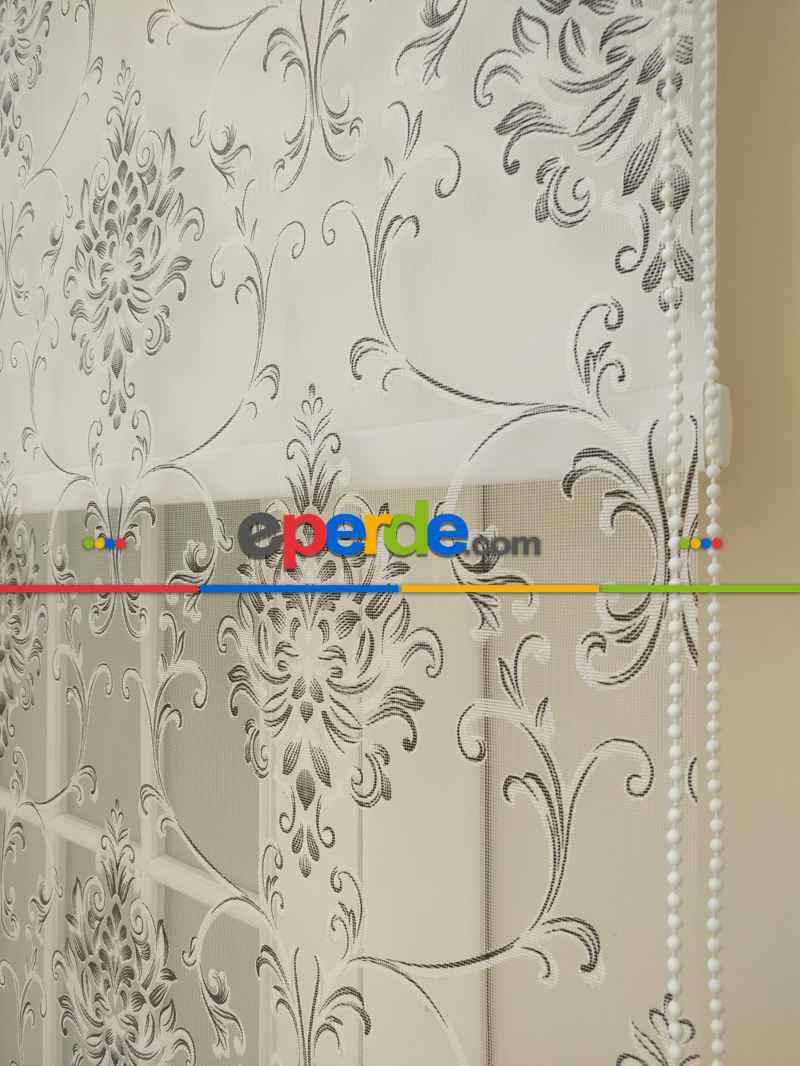 Yakma Tül Stor - Çiftli Sistem Desenli Perde (burn Out)- Antrasit