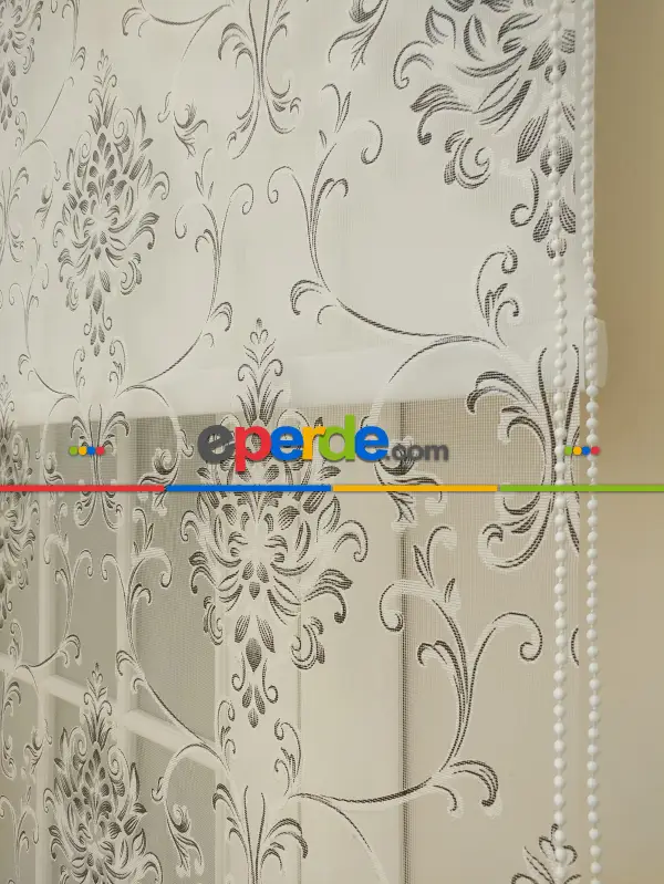 Yakma Tül Stor - Çiftli Sistem Desenli Perde (burn Out)- Antrasit