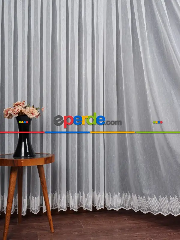 Etek Ucu Nakış İşlemeli Tül Perde