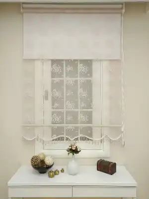 Purda Pembe Çiftli Sistem Örme Tül Stor Perde Ve Stor Perde- Pembe Pudra Pembe 75cm X 200cm 