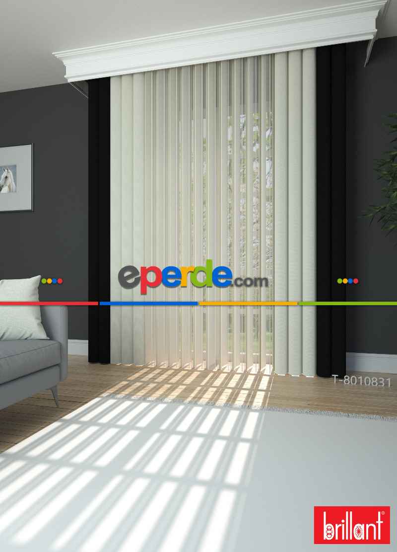 Brillant Akıllı Tül Siyah-açık Krem Perde Tül Dikey Zebra Perde Düz 1. Kalite