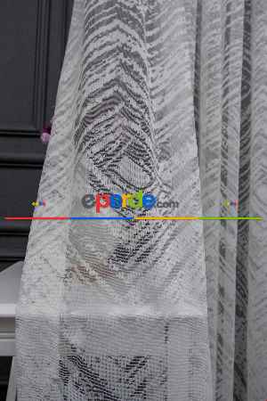 Hazır Ölçülü 2025 Model Tül Perde Modern Desenli Tül - Ekru