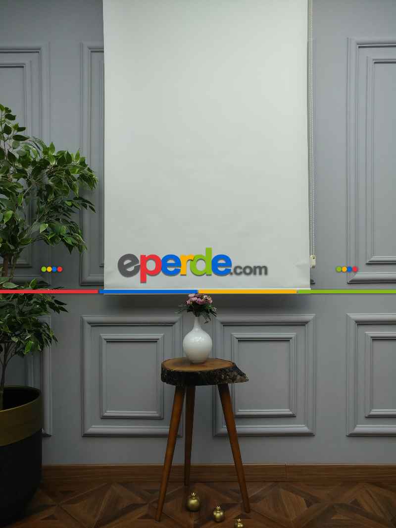 Mutfak Stor - 2021 Sezonu - Stor Perde Düz Pvc (mat) - Mat Polyester Stor- Ekru