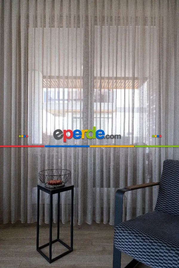 Sütlü Kahve Zemin Tül Keten Efektli İplikten Ütü İstemez 1.kalite - Kurşunlu Tül