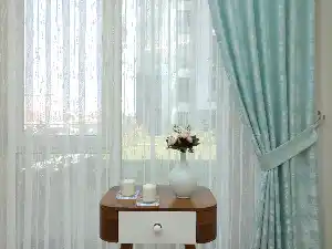Patine Desenli Su Yeşil - Katyonik Jakar Fon Perde- Su Yeşili