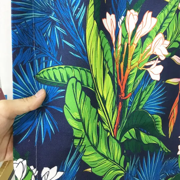 Salon Fon - Tropikal Desenli Fon Perde Evm1107 Kumaşı Kalındır Duck Bezi Değildir- Yeşil-Beyaz