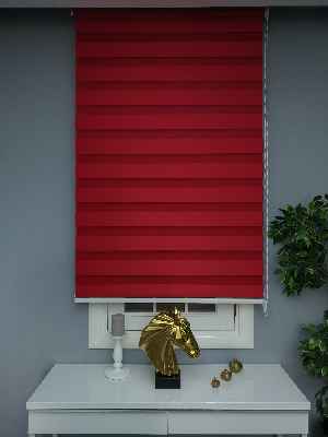 Salon - Perle Home Düz Zebra Perde Kırmızı