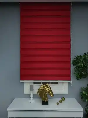 Perle Home Düz Kırmızı Zebra Perde