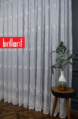 Salon - Brillant Tül Serpme Desen Tarz Moda Yeni Nakış İşlemeli Tül