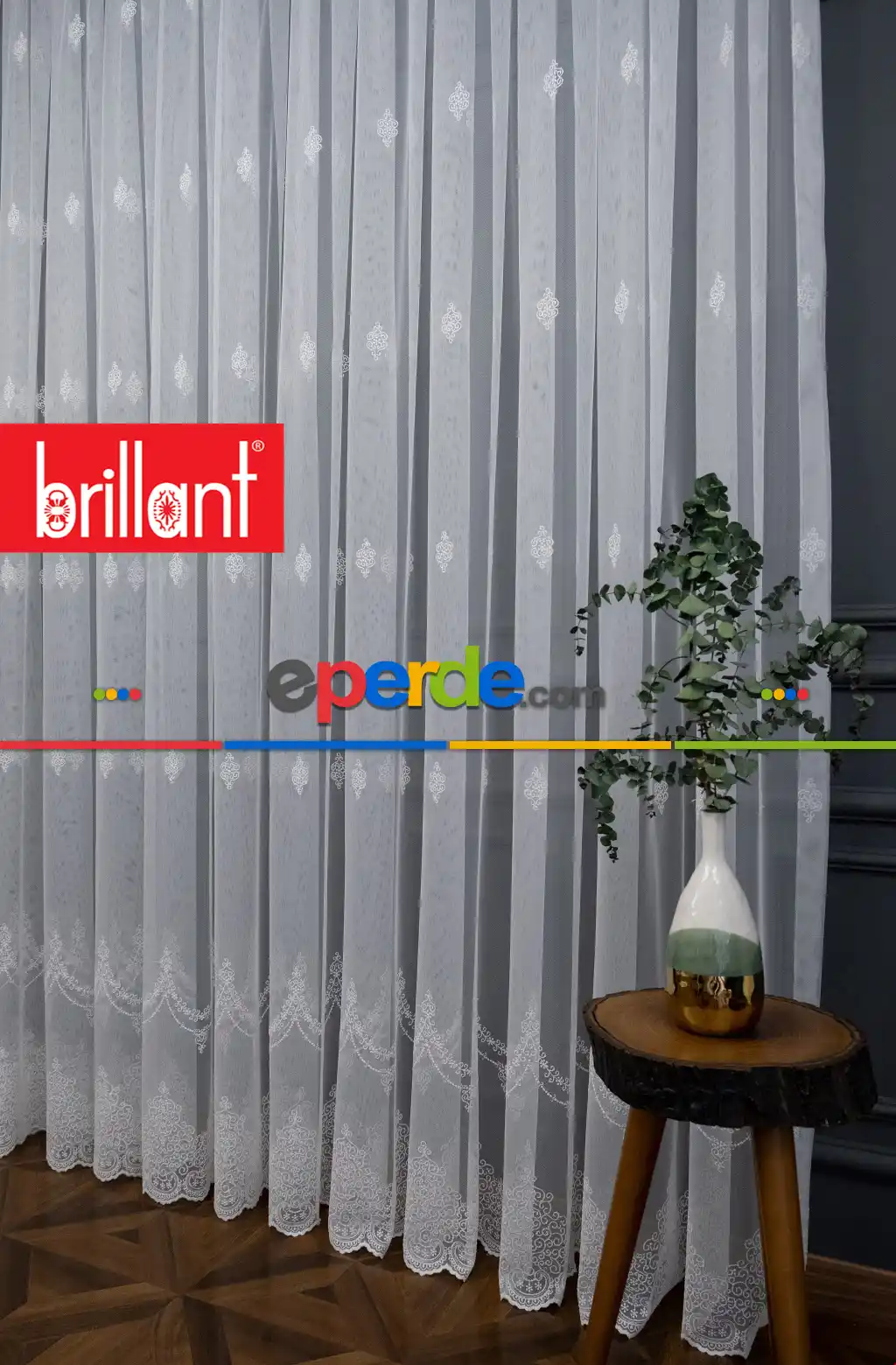 Salon - Brillant Tül Serpme Desen Tarz Moda Yeni Nakış İşlemeli Tül