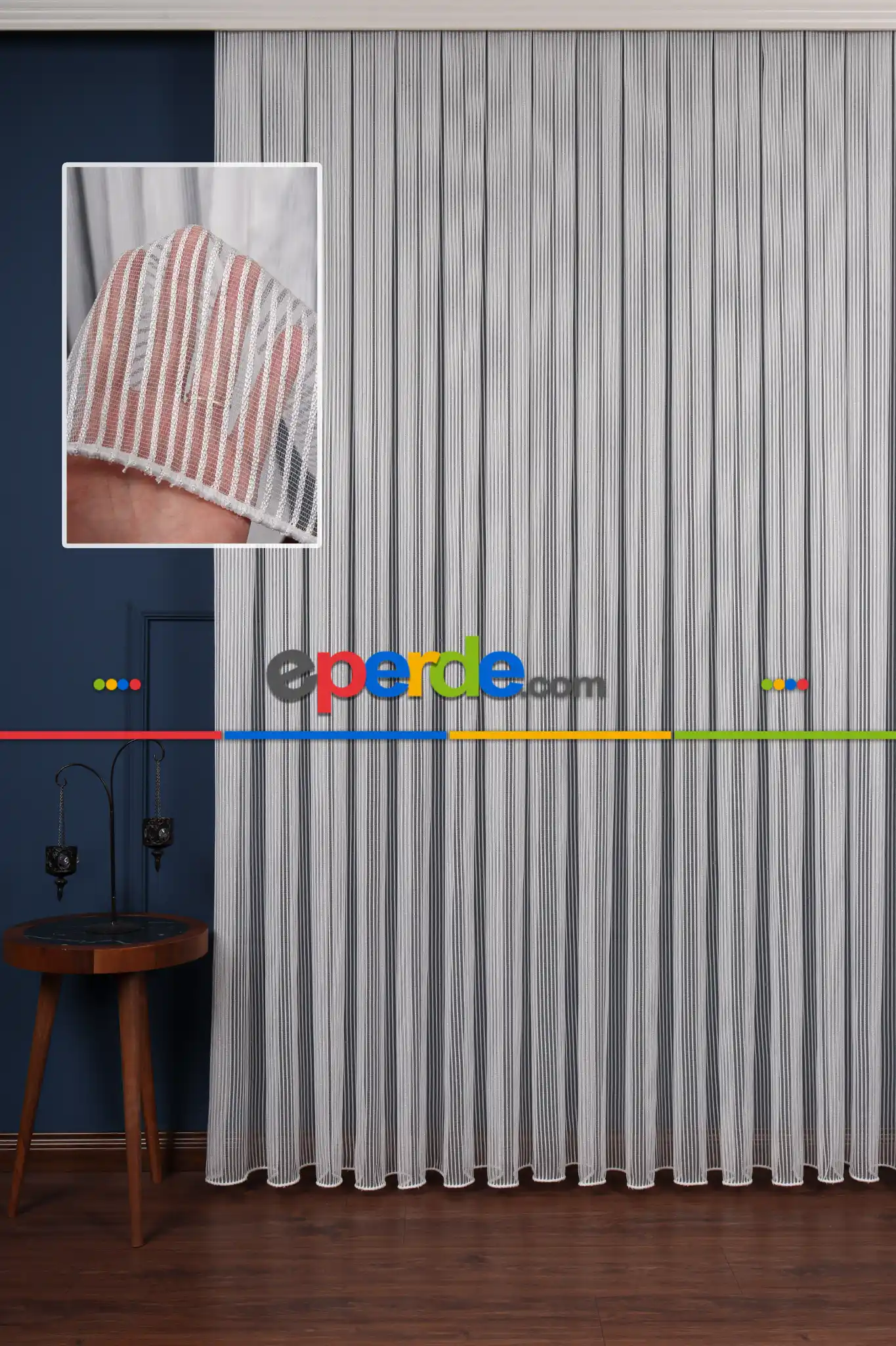 Simli Zincir Ip Düz Tül Perde Ütü Istemez