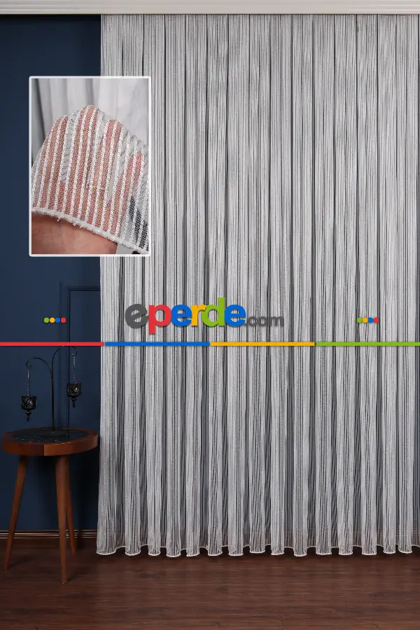 Simli Zincir Ip Düz Tül Perde Ütü Istemez