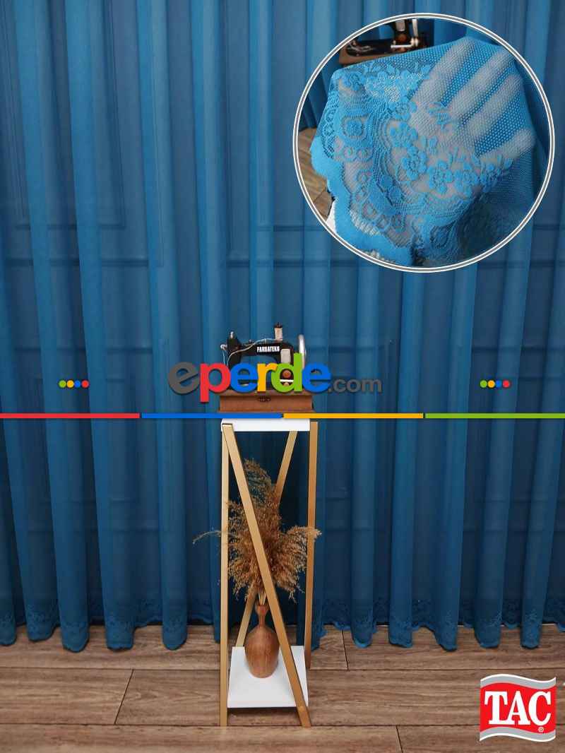 Taç Cemre Düz Örme Petrol Kırışmaz Ütü İstemez Tül Perde