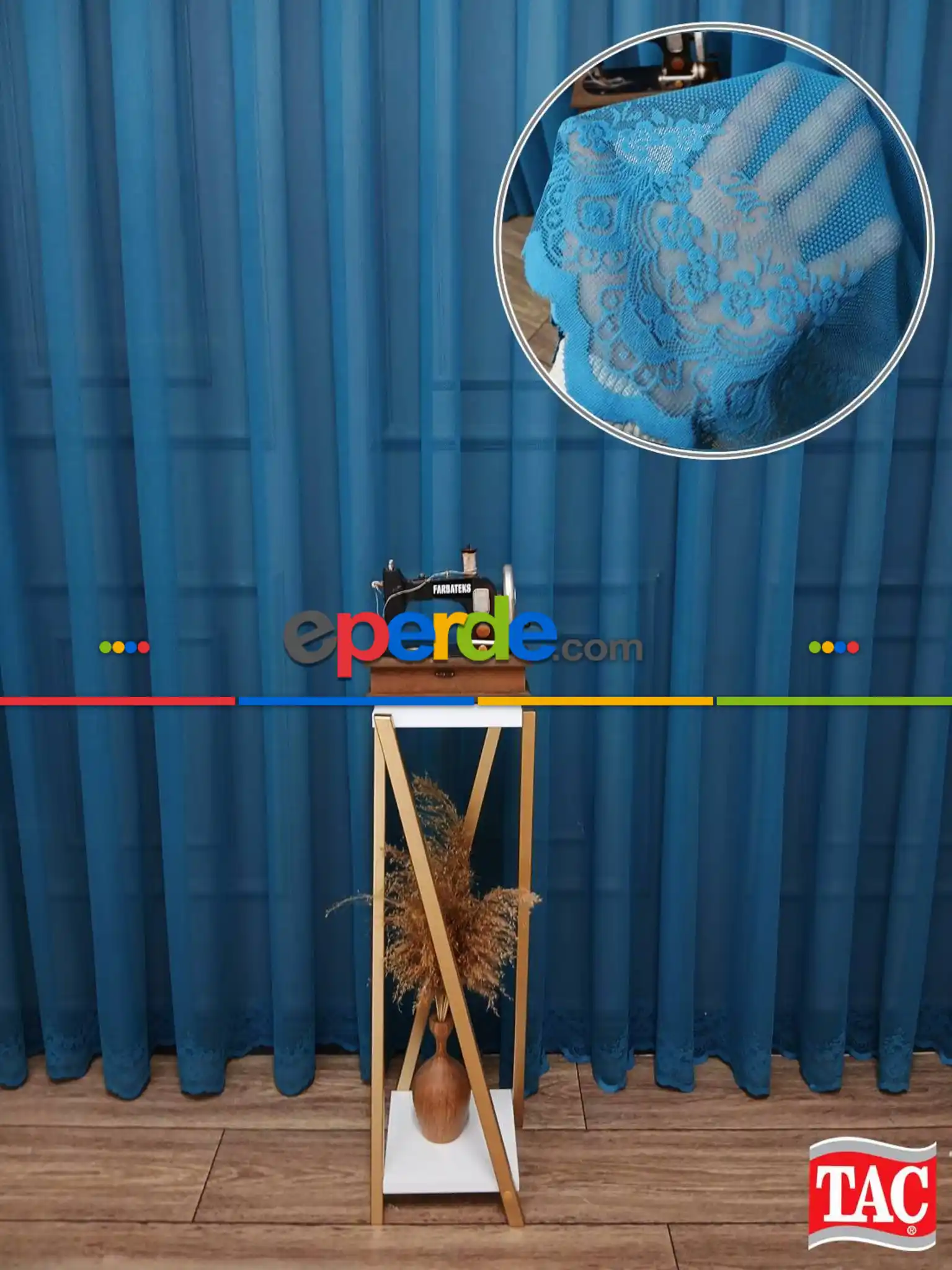 Taç Cemre Düz Örme Petrol Kırışmaz Ütü İstemez Tül Perde