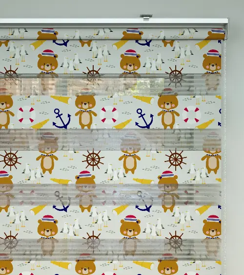 Denizci Ayıcık Desen Baskılı Zebra Perde- Çok Renkli