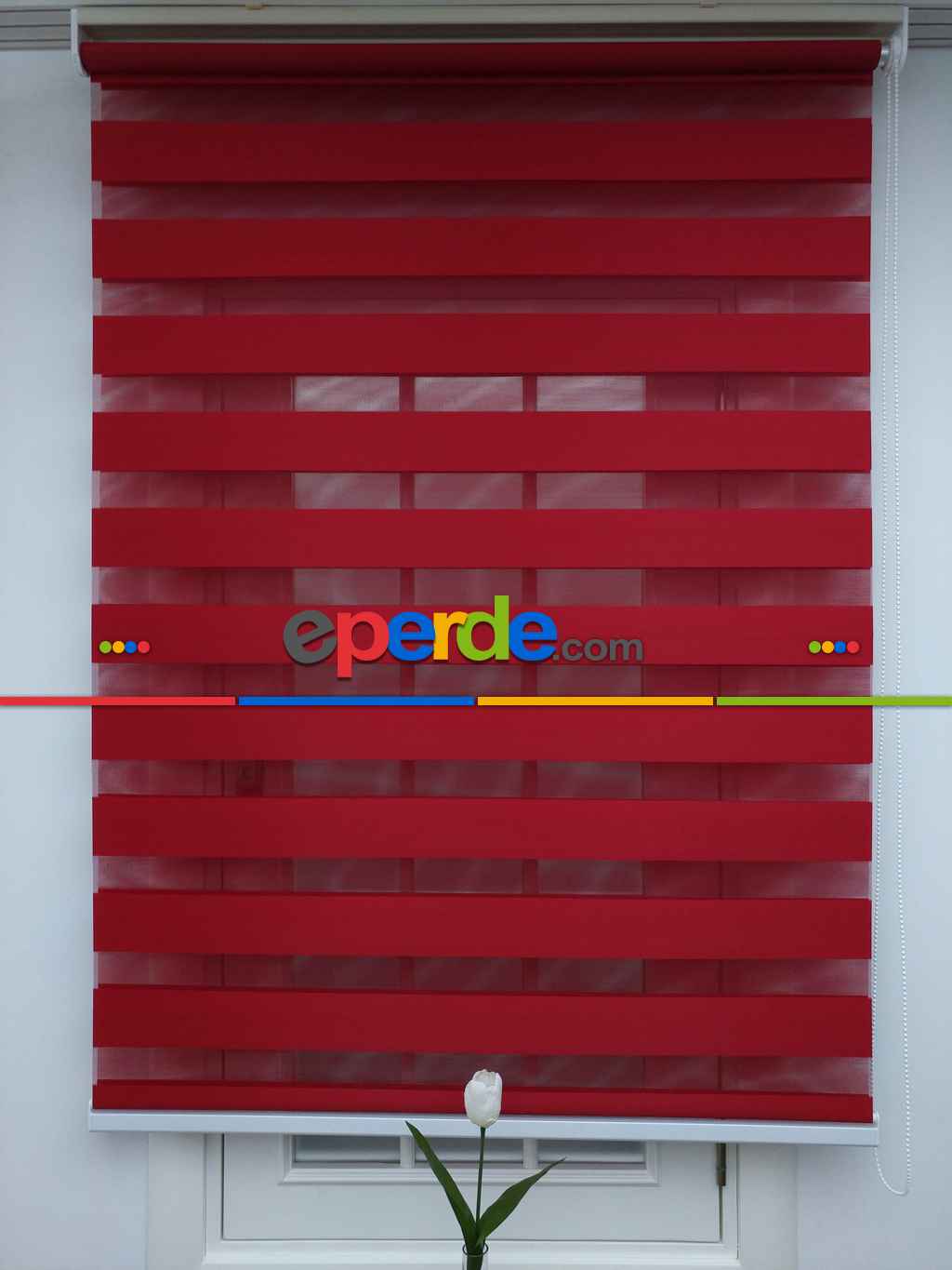 Zebra Perde-tual Kırmızı Renk Düz Zebra Perde- Kırmızı