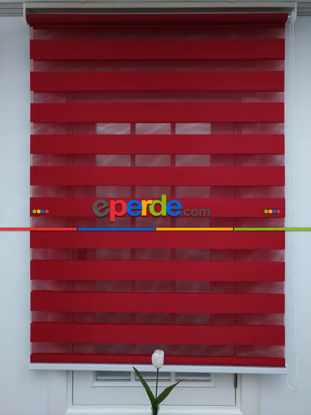 Zebra Perde-tual Kırmızı Renk Düz Zebra Perde- Kırmızı